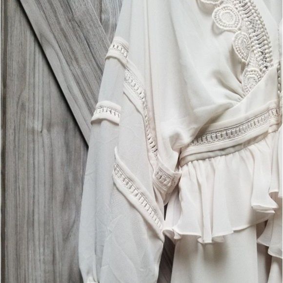 Shona Joy Rafaella Plunge-Neck Long-Sleeve Frill Sheer Mini Dress - Picture 8 of 16